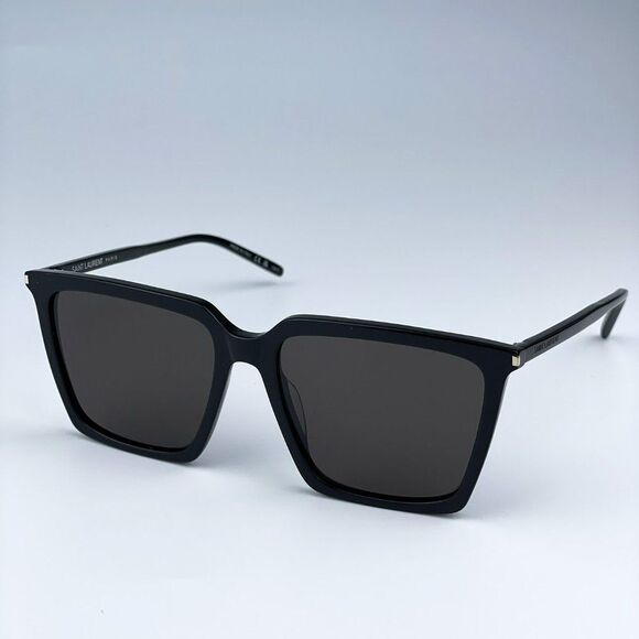 NEW Saint Laurent SL474 001 Black Square Unisex Sunglasses - Picture 8 of 13